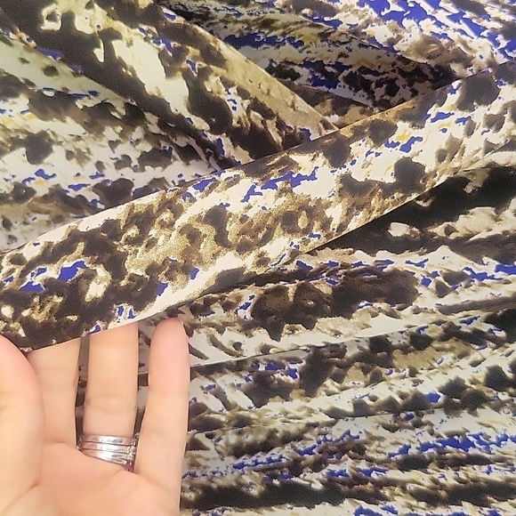 Parker Blue, Black & Gray Marbled Silk Long Sleeve Faux Wrap Dress Size Small - Picture 4 of 8